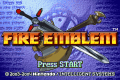 Fire Emblem title screen for GameBoy Advance